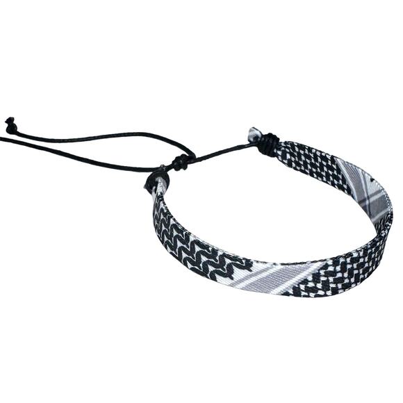 Palestinian Keffiyeh KUFIYA String wristband black / White - Picture 2 of 3